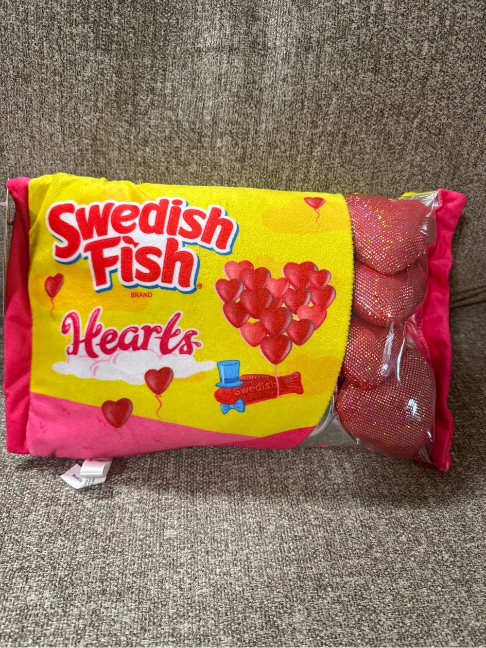 Swedish Fish Hearts Plush Pillow